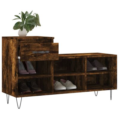 vidaXL Шкаф за обувки, опушен дъб, 102x36x60 см, инженерно дърво