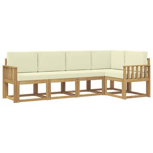vidaXL Комплект дивани за открито с възглавница 5 pcs Бяло и кремаво
