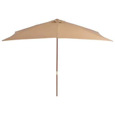 vidaXL Градински чадър с дървен прът, 200x300 см, таупе