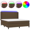 vidaXL Боксспринг легло с матрак и LED, тъмнокафяво, 180x200 см, плат