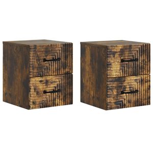 vidaXL Спален шкаф с монтаж на стена с чекмедже 2 pcs Опушен дъб