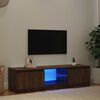 vidaXL ТВ шкаф с LED осветление, кафяв дъб, 140x40x36 см
