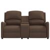 vidaXL 2-местен масажен реклайнер с държачи за чаши, кафяв, текстил