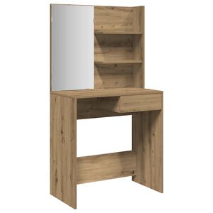 vidaXL Тоалетка с огледало, дъб артизан, 74,5x40x141 см