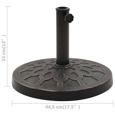 vidaXL Основа за чадър, кръгла, полирезин, 13 кг, бронз