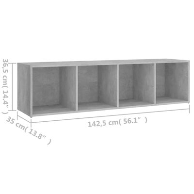 vidaXL ТВ шкаф, бетонно сиво, 142,5x35x36,5 см, ПДЧ