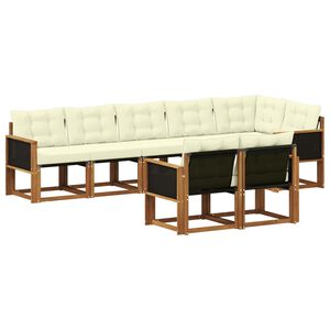 vidaXL Комплект дивани за открито 8 pcs Натурален и Крема