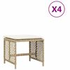 vidaXL Външни табуретки с възглавници 4 бр бежови 41x41x36см полиратан