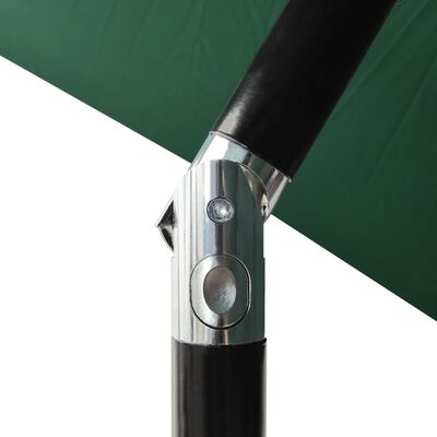 vidaXL Чадър с LED и стоманен прът, зелен, 2x3 м