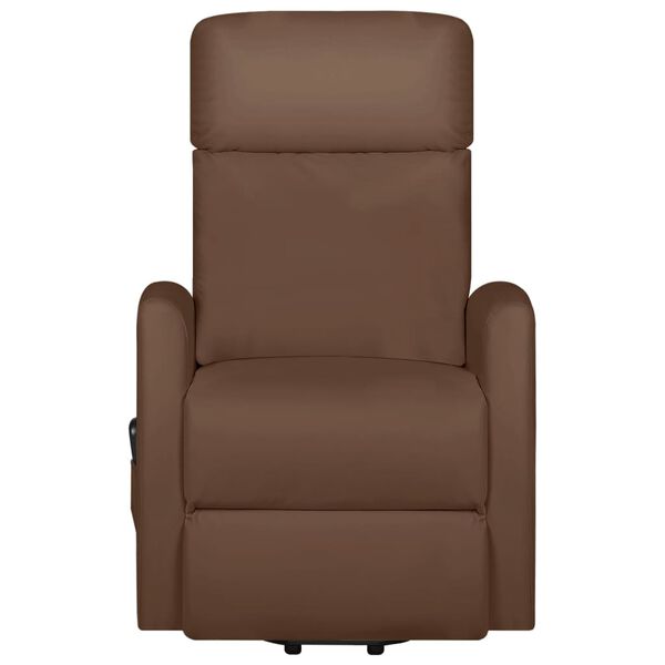 vidaXL Изправящ масажен стол, кафяв, изкуствена кожа