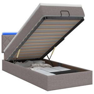 vidaXL Отоман с матрак и LED с LED ленти Таупе 90 x 200 cm Текстил
