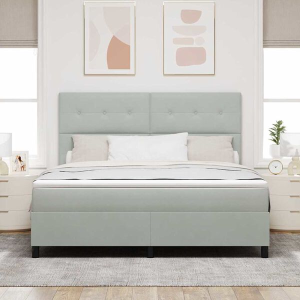 vidaXL Легло с пружинирана основа Светлосиво 180 x 200 cm Кадифе