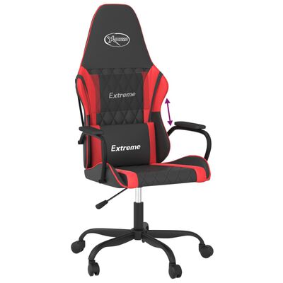 vidaXL Гейминг стол, черно и червено, изкуствена кожа