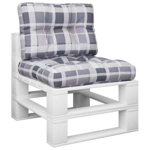 vidaXL Палетни възглавници, 2 бр, сиво каре, текстил