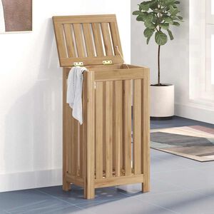 vidaXL Кош за пране, 35x25x60 см, тиково дърво масив