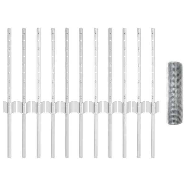 vidaXL Ограда и колче Сребрист 0,4 x 25 м Стомана