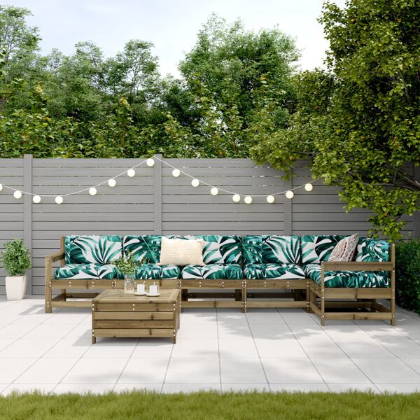 vidaXL Градински комплект диван от 7 части, импрегниран бор
