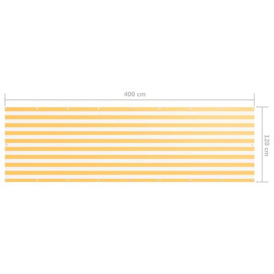 vidaXL Балконски параван, бяло и жълто, 120x400 см, оксфорд плат
