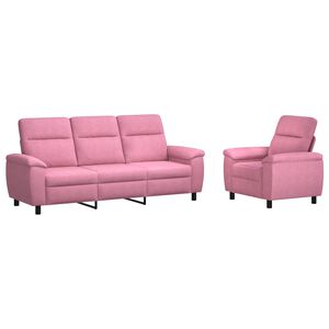 vidaXL Комплект дивани 2 pcs Розово Текстил