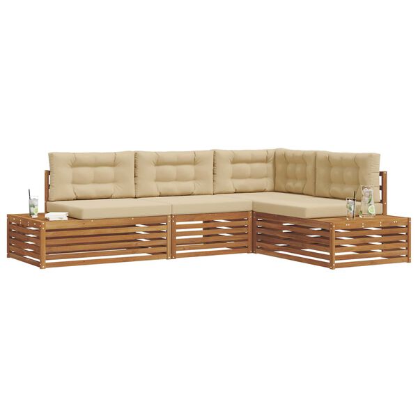vidaXL Комплект дивани за открито 4 Брой Натурален и Бежов