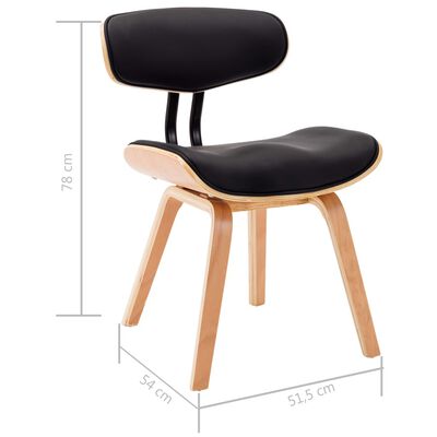 vidaXL Трапезни столове, 4 бр, черни, извито дърво и изкуствена кожа