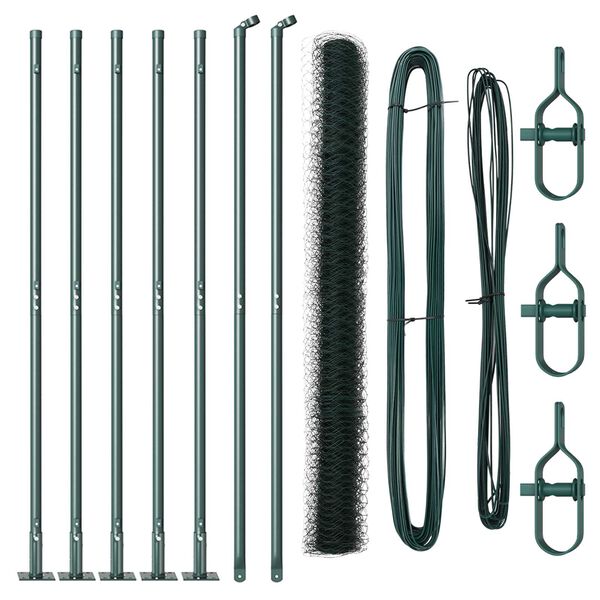 vidaXL Стълб за ограда. Зелен 10 x 1,6 м (50 мм мрежа) Стомана и PVC