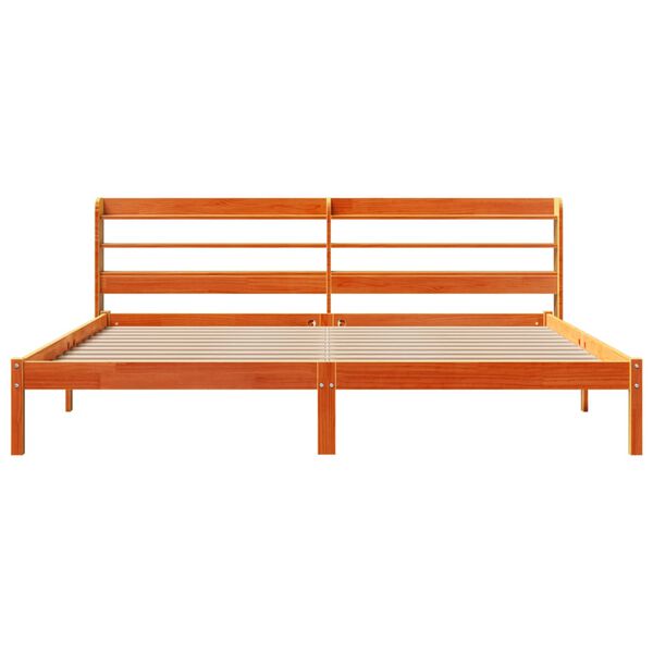 vidaXL Рамка за легло с табла, восъчнокафяв, 200x200 см, бор масив
