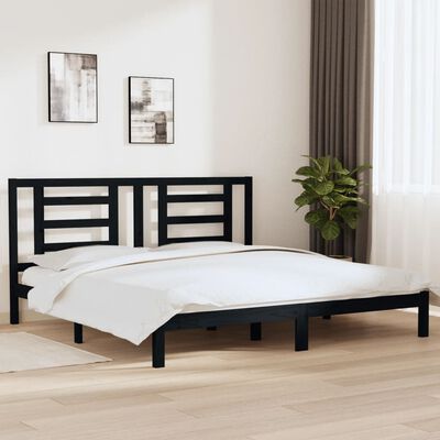 vidaXL Рамка за легло, черна, бор масив, 200x200 см