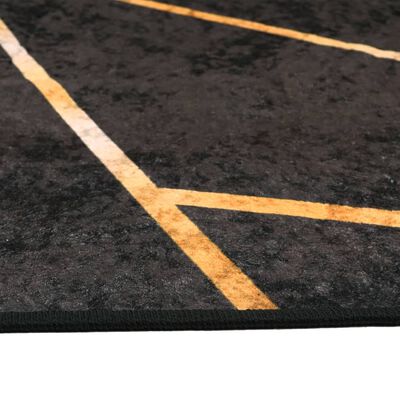 vidaXL Перящ се килим, черно и златисто, 80x150 см, противоплъзгащ
