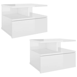 vidaXL Нощни шкафчета за стена 2 бр силен бял гланц 40x31x27 см