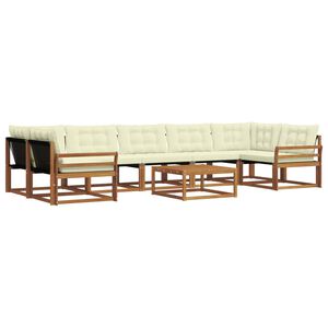 vidaXL Комплект дивани за открито 8 pcs Натурален и Крема