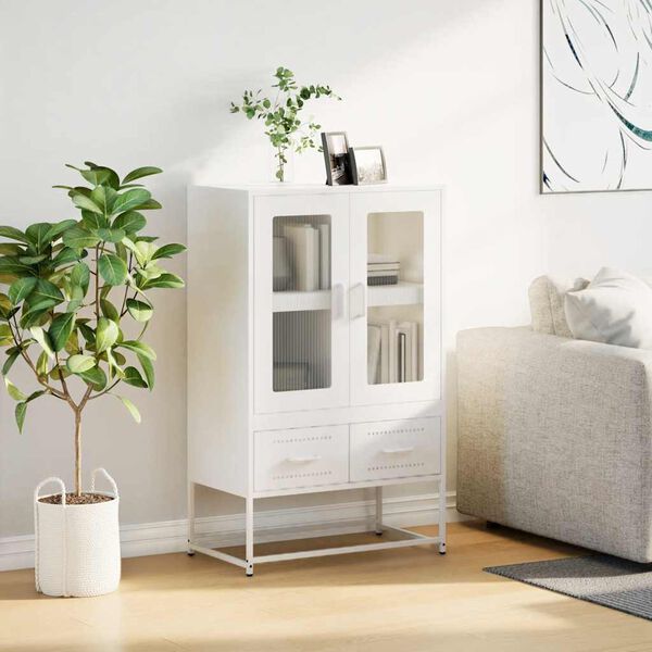 vidaXL Висок шкаф, бял, 68x39x111,5 см, стомана