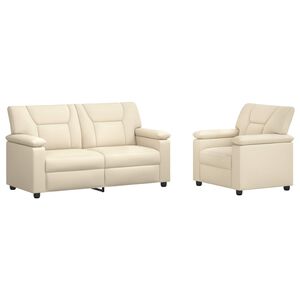 vidaXL Комплект дивани 2 pcs Кремаво Изкуствена