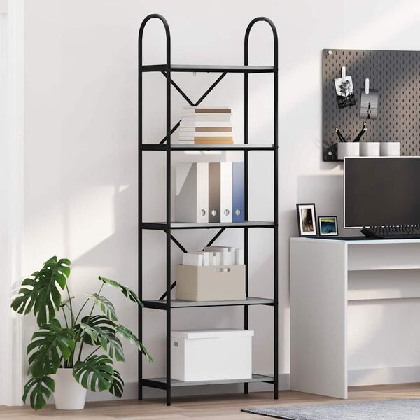 vidaXL Рафт за книги Сив Сонома 60 x 30 x 183 см Инженерно дърво