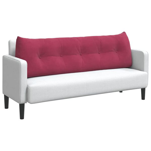 vidaXL Възглавница за гръб Виненочервен 160 x 24 x 50 см Кадифе