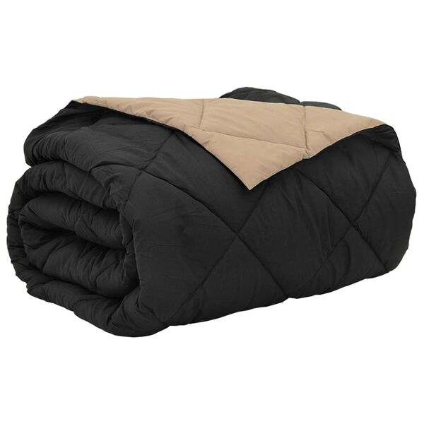 vidaXL Летен юрган Черно и таупе 240 x 200 cm Микрофибър