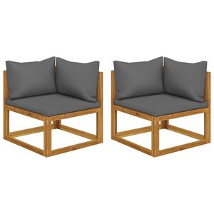 vidaXL Модулен ъглов диван, 2 части, с възглавници, акация масив