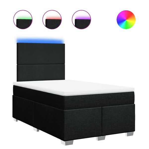 vidaXL Боксспринг легло с матрак, черно, 120x190 см, плат