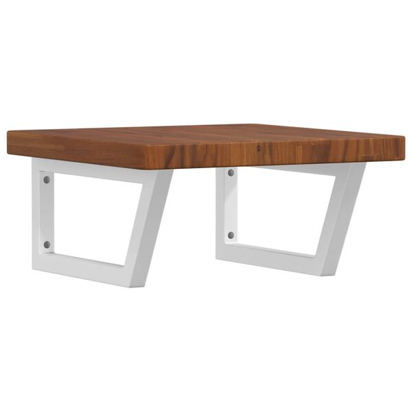 vidaXL Стенен рафт за мивка, стомана и масивно дърво дъб