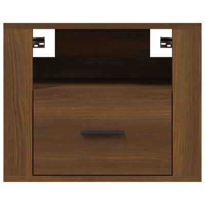 vidaXL Нощно шкафче за стенен монтаж, кафяв дъб, 50x36x40 см