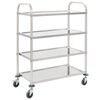 vidaXL Кухненска количка с 4 рафта, 107x55x125 см, неръждаема стомана