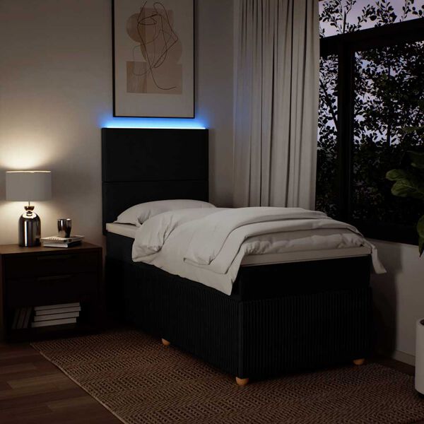 vidaXL Боксспринг легло с матрак, черно, 80x200 см, плат