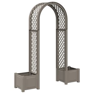 vidaXL Розова арка с саксия Сиво 168,5 x 43 x 207 см ПП