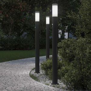 vidaXL Осветителни колчета със сензор, 3 бр., 110 см, неръждаема стомана, IP44