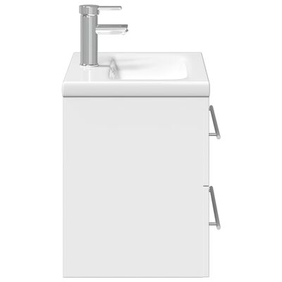vidaXL Шкаф за мивка за баня с вградена мивка, бял