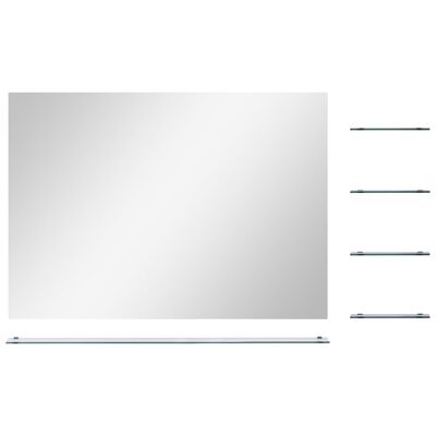 vidaXL Стенно огледало с 5 рафта, сребристо, 80x60 см
