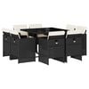 vidaXL Външен трапезен комплект 13 части с възглавници черен полиратан