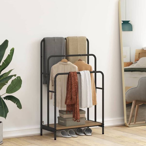 vidaXL Стойка за дрехи с рафт Дъб 60 x 30 x 100,5 см Инженерно дърво