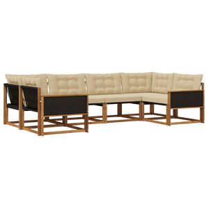 vidaXL Комплект дивани за открито 6 pcs Натурален и Бежов