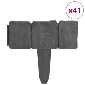 vidaXL Палисади за градини и алеи пластмаса с каменна визия 41 бр 10 м
